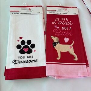Celebrate It Red and Pink Dog-Themed Towels 4 pcs from Michael’s
